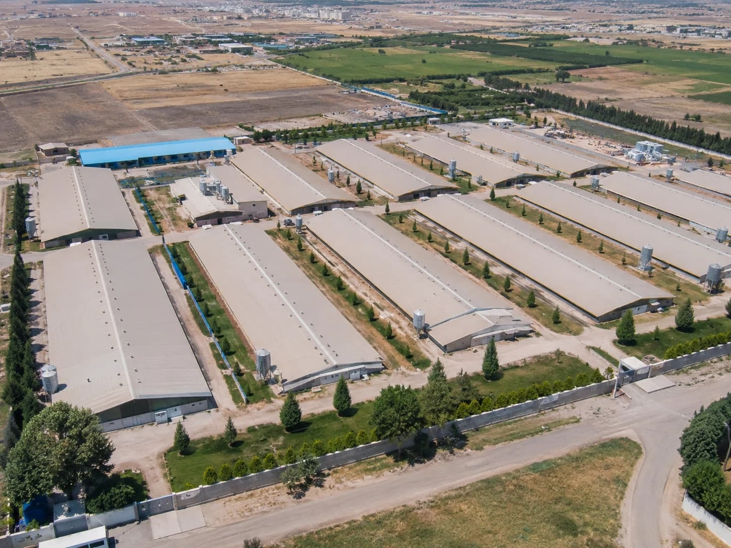 نمای هوایی مجموعه سالنهای پرورش بوقلمون پارس